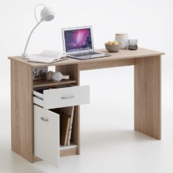 Skrivebord med 1 skuff 123x50x76,5 cm eik og hvit