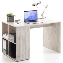 Skrivebord med sidehyller 117x73x75 cm sandfarget eik