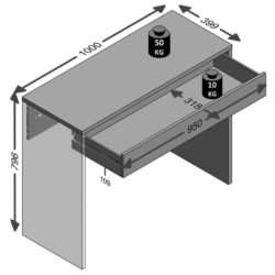 Skrivebord med bred skuff 100x40x80 cm hvit