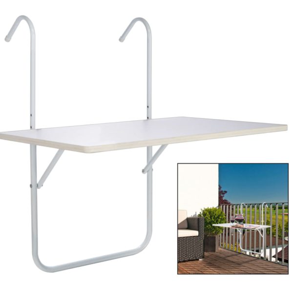HI Sammenleggbart balkongbord hvit 60x40x1,2cm