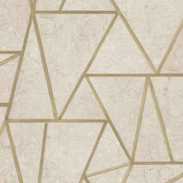 WALLCOVERINGS Veggpanel trekanter beige og gull