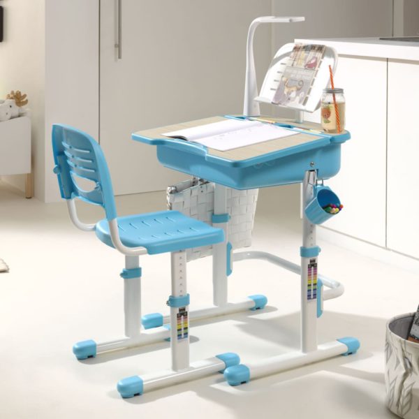 Justerbar barnepult Comfortline 301 med stol lyseblå og hvit