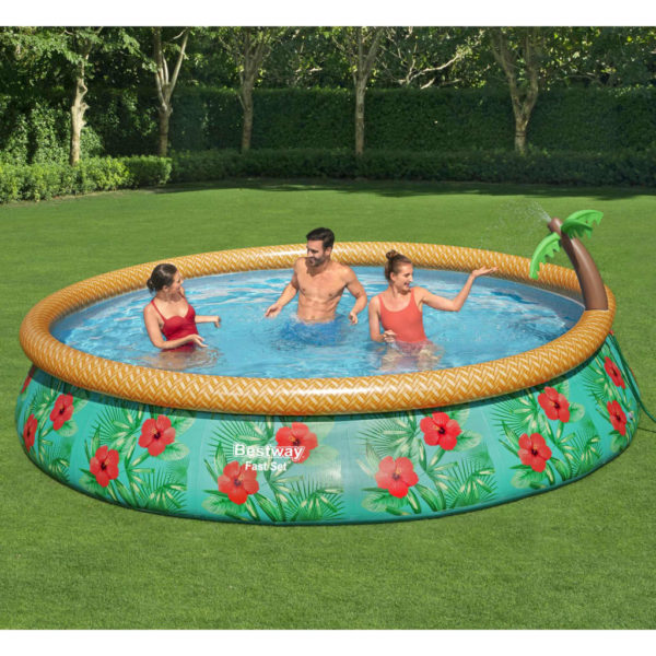 Oppblåsbart svømmebasseng med palme 457×84 cm