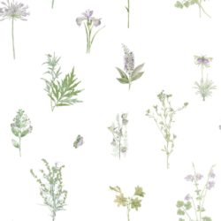 Veggtapet Herbs And Flowers hvit