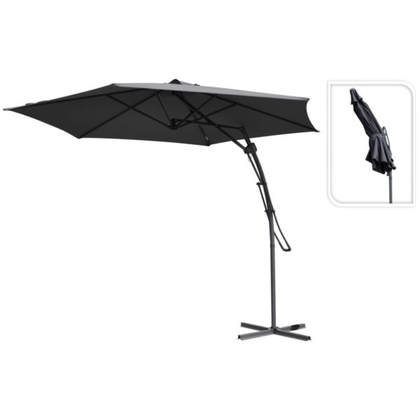 Hengende parasoll mørkegrå 300 cm