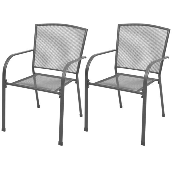 Stablestoler 2 stk stål grå