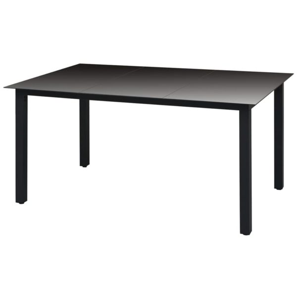 vidaXL Hagebord svart 150x90x74 cm aluminium og glass