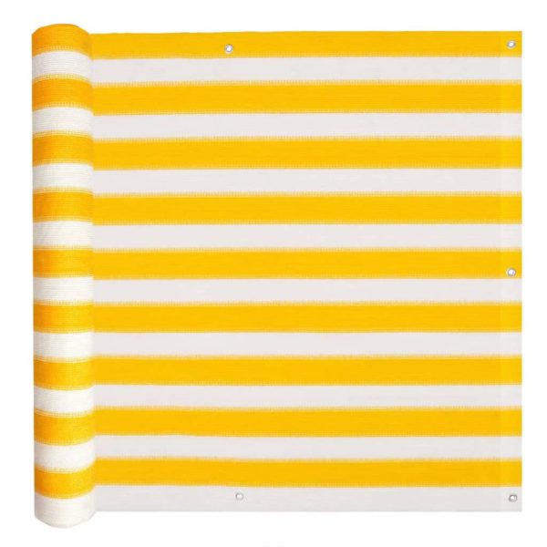 Balkongskjerm HDPE 75×400 cm gul og hvit