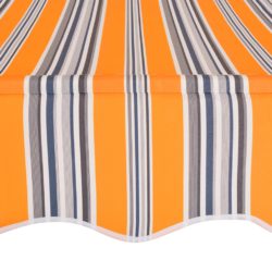 Manuell uttrekkbar markise 150 cm gule og blå striper