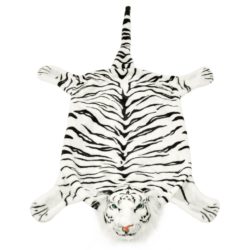 Tigerteppe plysj 144 cm hvit