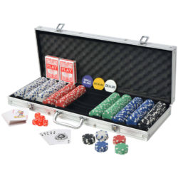 Pokersett med 500 sjetonger aluminium