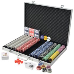 Pokersett med 1000 laser-sjetonger aluminium