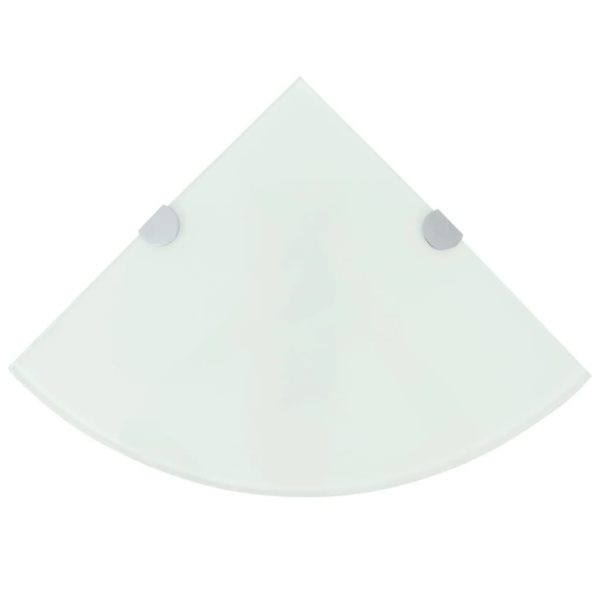 vidaXL Hjørnehylle med kromstøtter hvitt glass 35×35 cm