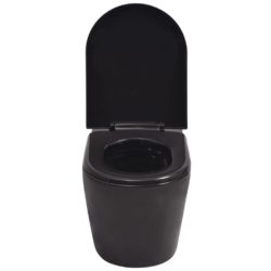 Vegghengt toalett i svart keramikk