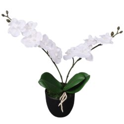 Kunstig orkidè med potte 30 cm hvit