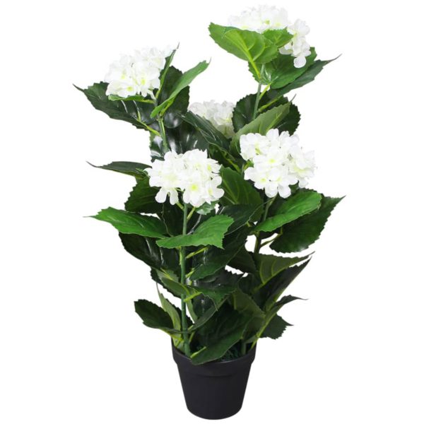 Kunstig hortensia med potte 60 cm hvit