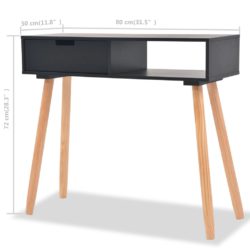 Konsollbord heltre furu 80x30x72 cm svart