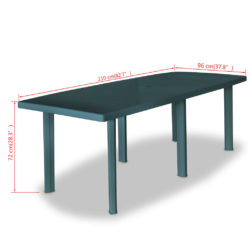 Hagebord grønn 210x96x72 cm plast