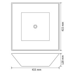 Servant keramisk kvadratisk svart 41,5×41,5×12 cm