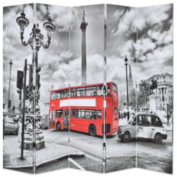 vidaXL Sammenleggbar romdeler 200×170 cm London buss svart og hvit