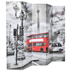 Sammenleggbar romdeler 200×170 cm London buss svart og hvit