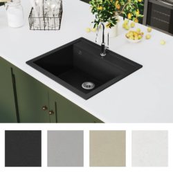 Kjøkkenvask i granitt enkel kum svart
