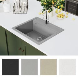 Kjøkkenvask i granitt enkel kum grå