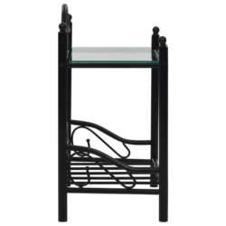 vidaXL Nattbord stål og herdet glass 45×30,5×60 cm svart