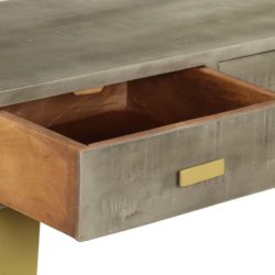 Konsollbord heltre mango grå med messing 110x35x76 cm