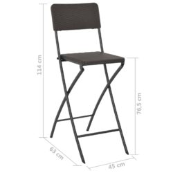 Sammenleggbare barstoler 2 stk HDPE og stål brun rottingstil