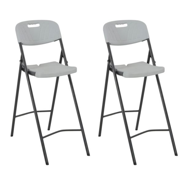 vidaXL Sammenleggbare barstoler 2 stk HDPE og stål hvit