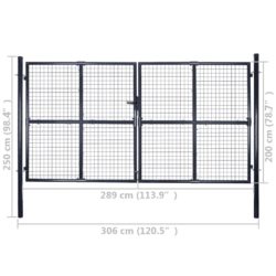 Hageport netting galvanisert stål 289×200 cm grå