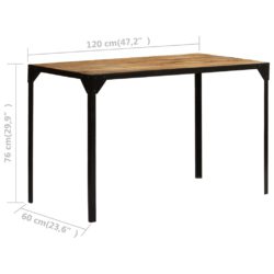 Spisebord heltre mango og stål 120 cm