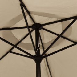 Parasoll med LED-lys og stålstang 300 cm gråbrun