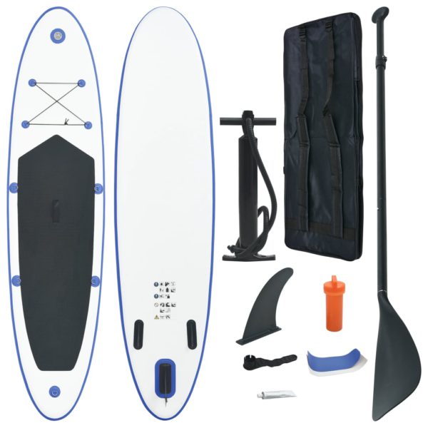 vidaXL Oppblåsbart padlebrettsett blå og hvit