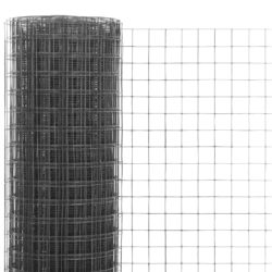 Trådgjerde kylling stål med PVC-belegg 25×0,5 m grå