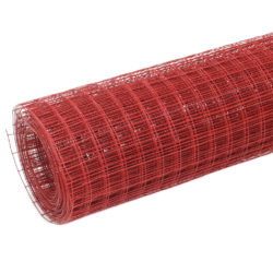 Trådgjerde kylling stål med PVC-belegg 10×1 m rød