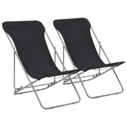 vidaXL Sammenleggbare strandstoler 2 stk stål og oxfordstoff svart