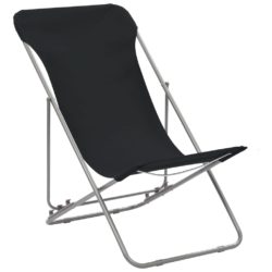 Sammenleggbare strandstoler 2 stk stål og oxfordstoff svart