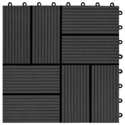 Terrassebord 11 stk WPC 30×30 cm 1 kvm svart