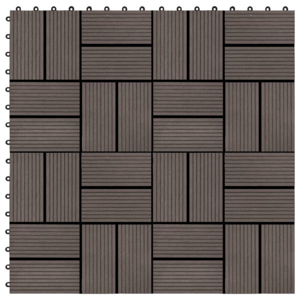 vidaXL Terrassebord 11 stk WPC 30×30 cm 1 kvm mørkebrun