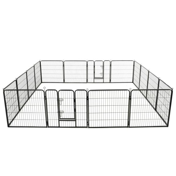 vidaXL Hundegrind 16 paneler stål 80×80 cm svart