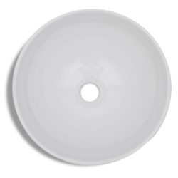 Baderomsvask med kran keramisk rund hvit