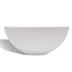 Baderomsvask med kran keramisk rund hvit