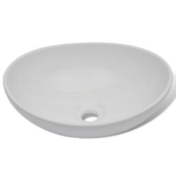 Baderomsvask med kran keramisk oval hvit