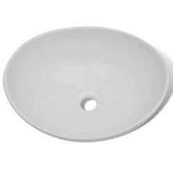 Baderomsvask med kran keramisk oval hvit