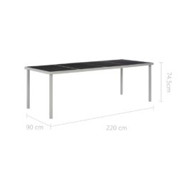 Hagebord svart 220x90x74,5 cm stål