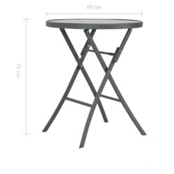 vidaXL Sammenleggbart bistrobord grå 60×70 cm glass og stål