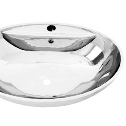 vidaXL Vask med overløpsfunksjon 58,5x39x21 cm keramikk sølv
