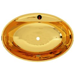 Vask med overløpsfunksjon 58,5x39x21 cm keramikk gull